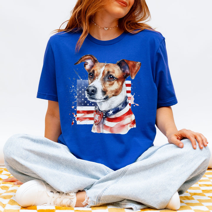 Patriotic Jack Russell Terrier 4th of July T-Shirt | American Flag Dog Tee