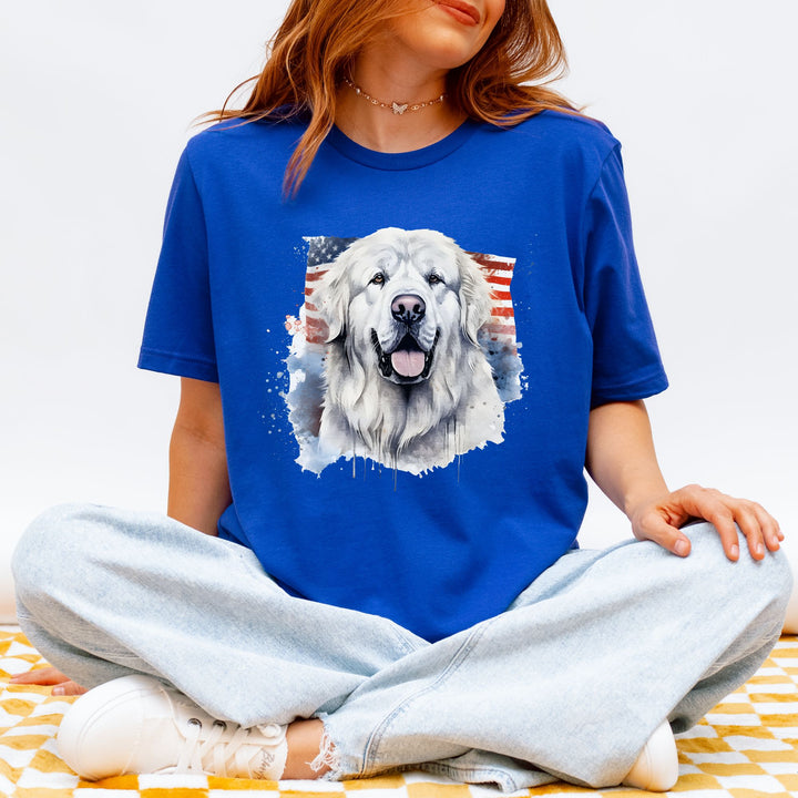 Great Pyrenees American Flag Watercolor Tee | Dog Patriotic Shirt - Embellish by Jackie - Handmade Greeting Cards