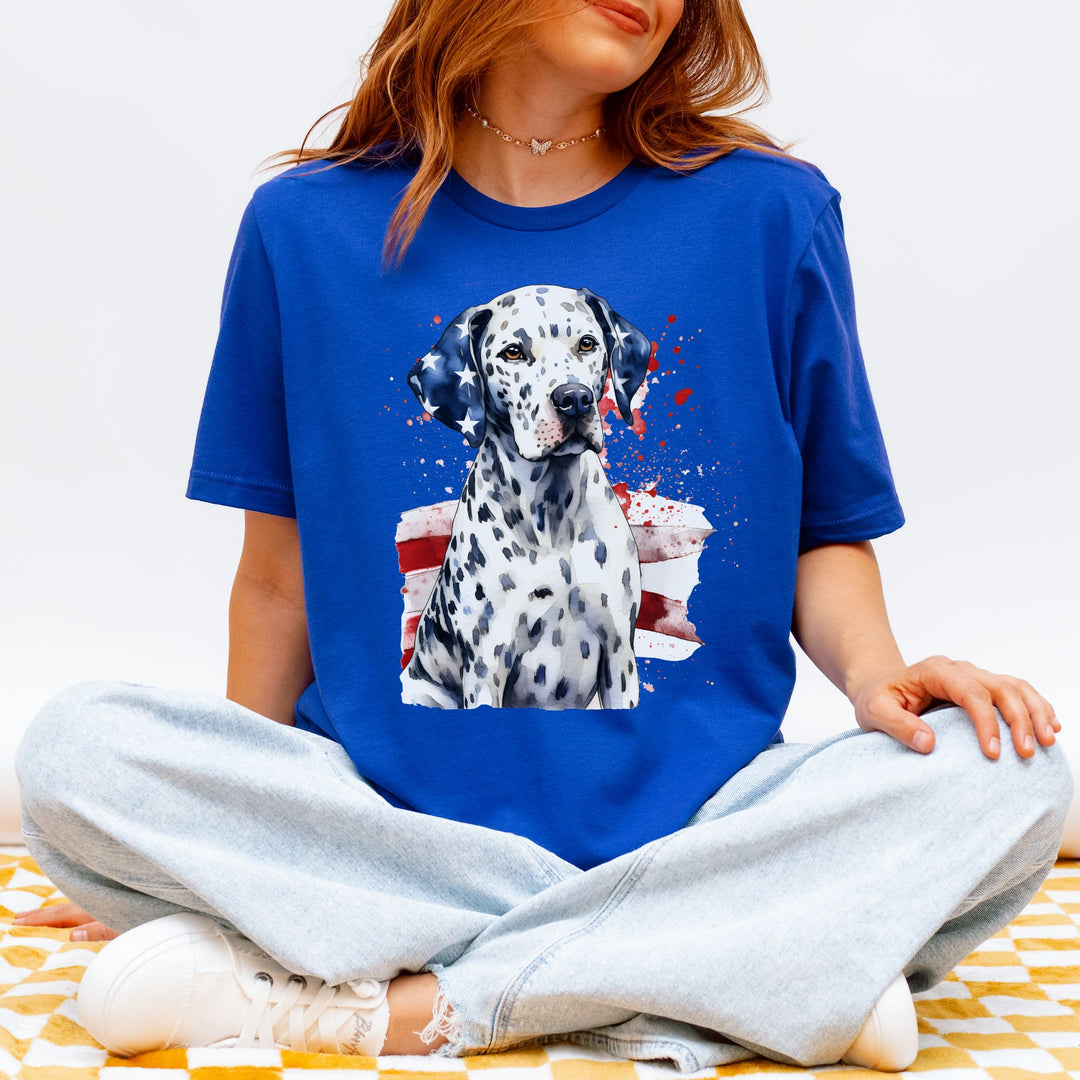 Dalmatian with American Flag Tee | Patriotic Dog Shirt - Embellish by Jackie - Handmade Greeting Cards