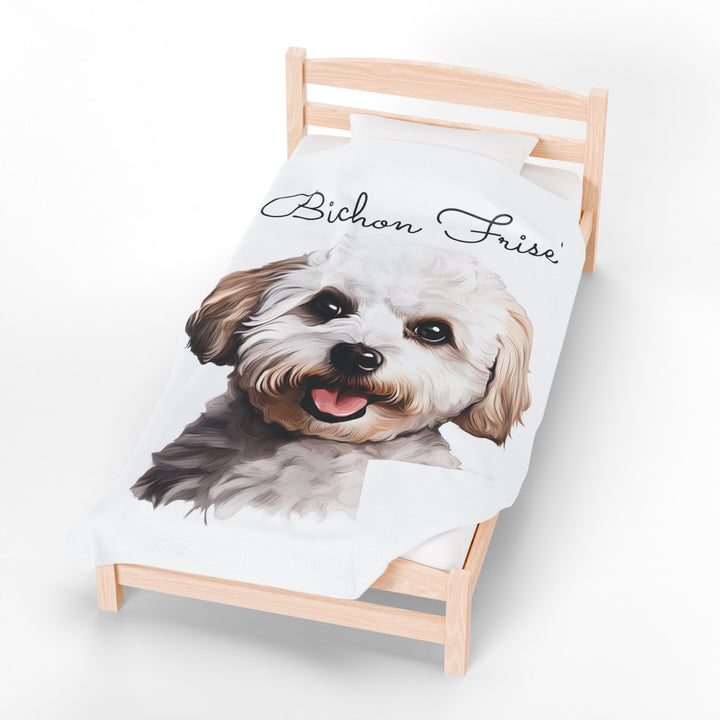 Bichon Frise Velveteen Plush Blanket with White Background - 3 Sizes available cozy throw dog lover - Pet mom gift