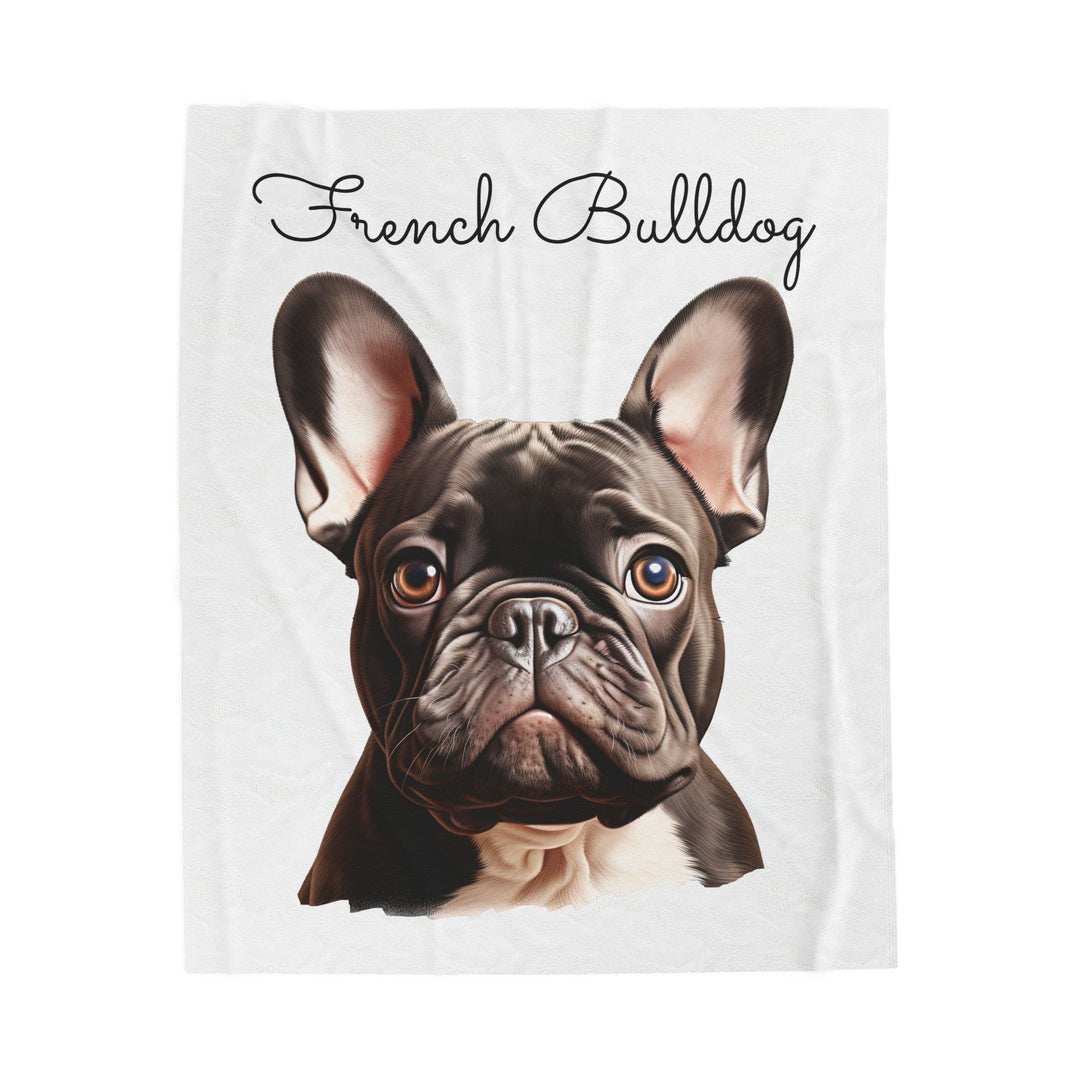 French Bulldog Velveteen Plush Blanket with White Background - 3 Sizes available cozy throw dog lover - Pet mom gift
