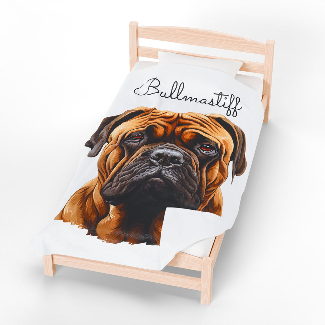 Bullmastiff Velveteen Plush Blanket with White Background - 3 Sizes available cozy throw dog lover - Pet mom gift