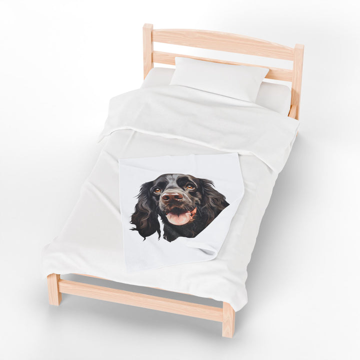 Chocolate Brown Cocker Spaniel Face Velveteen Plush Blanket - Embellish by Jackie - Handmade Greeting Cards