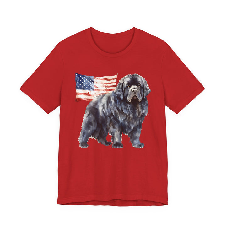 Black Newfoundland Dog American Flag T-Shirt | Patriotic Pet Tee - Embellish by Jackie - Handmade Greeting Cards
