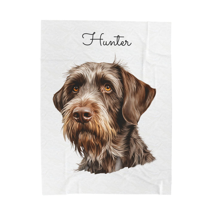 German Wirehaired Pointer Velveteen Plush Blanket with Custom Dog Name - 3 Sizes available cozy throw dog lover