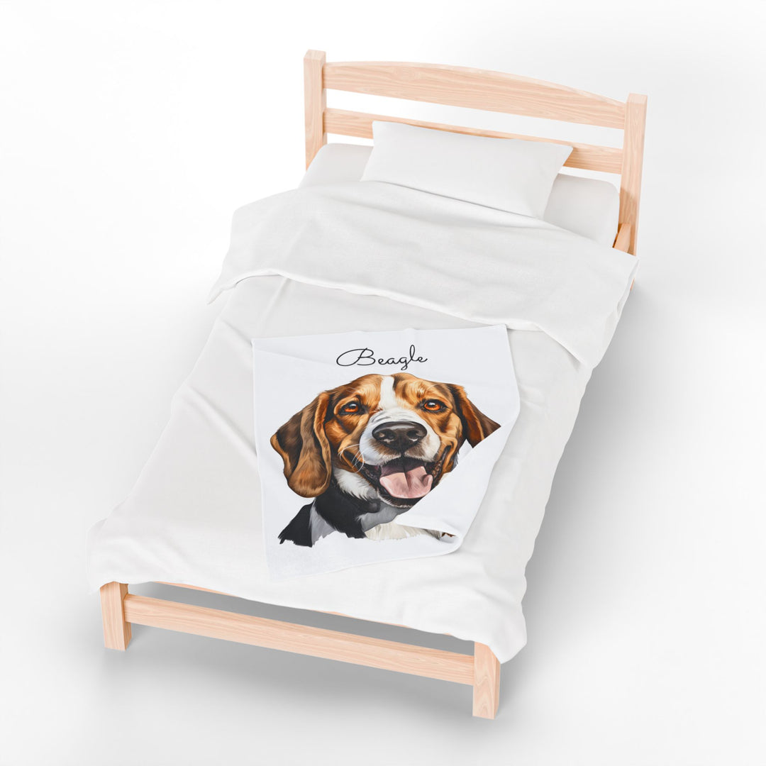 Beagle Velveteen Plush Blanket with White Background - 3 Sizes available cozy throw dog lover - Pet mom gift