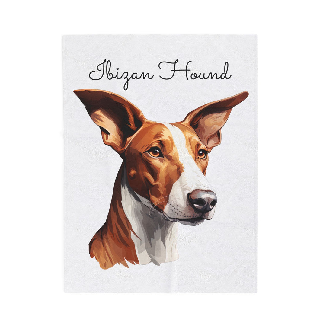 Ibizan Hound Portrait Velveteen Plush Blanket | Dog Lover Throw