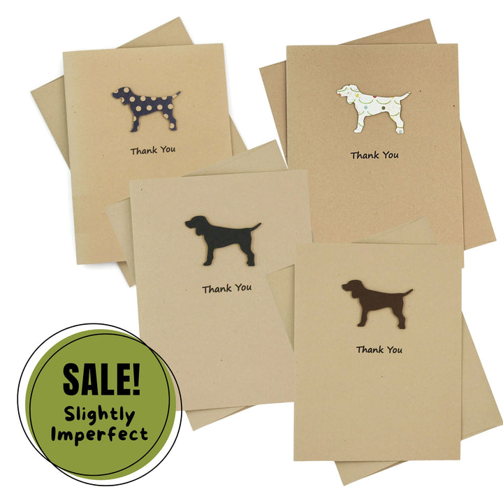 Standard Dog Thank You Notecard | Handmade Generic Dog Thank You Greeting Card | Black Brown Yellow Dog | Single Card and Envelope | Limited Quantity