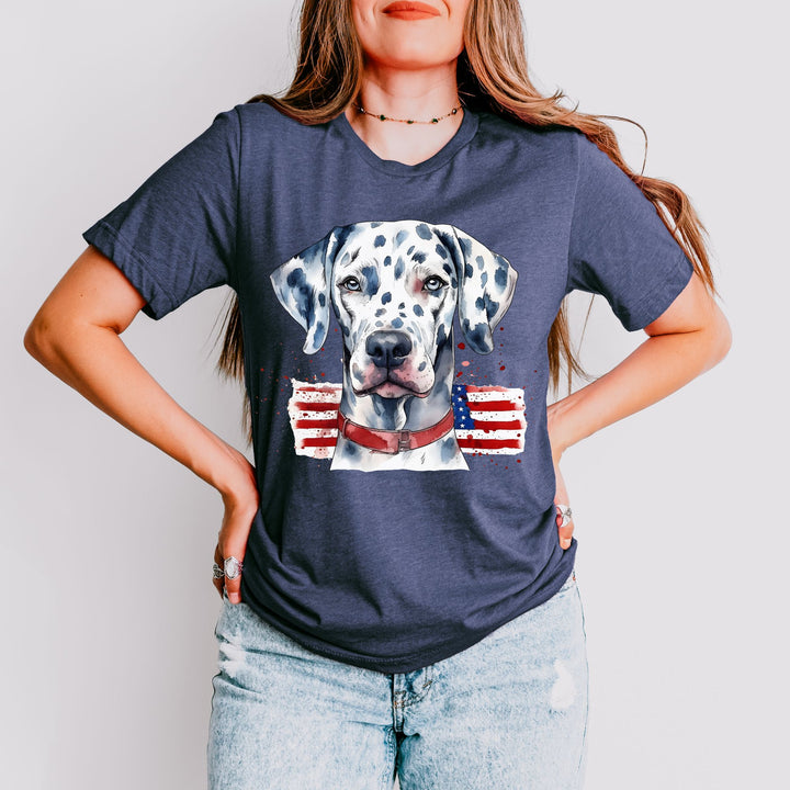 Dalmatian with American Flag T-Shirt | Patriotic Dog Tee - Embellish by Jackie - Handmade Greeting Cards