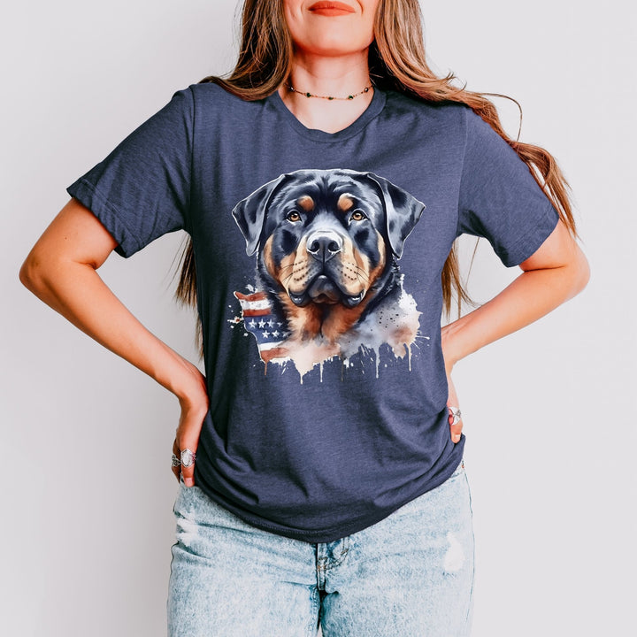American Flag Rottweiler Watercolor T-Shirt | Dog Lover Tee - Embellish by Jackie - Handmade Greeting Cards