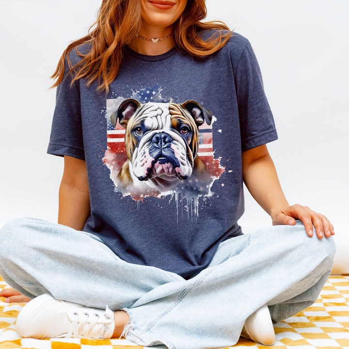Patriotic Bulldog 4th of July Tee | American Flag Dog Shirt - Embellish by Jackie - Handmade Greeting Cards