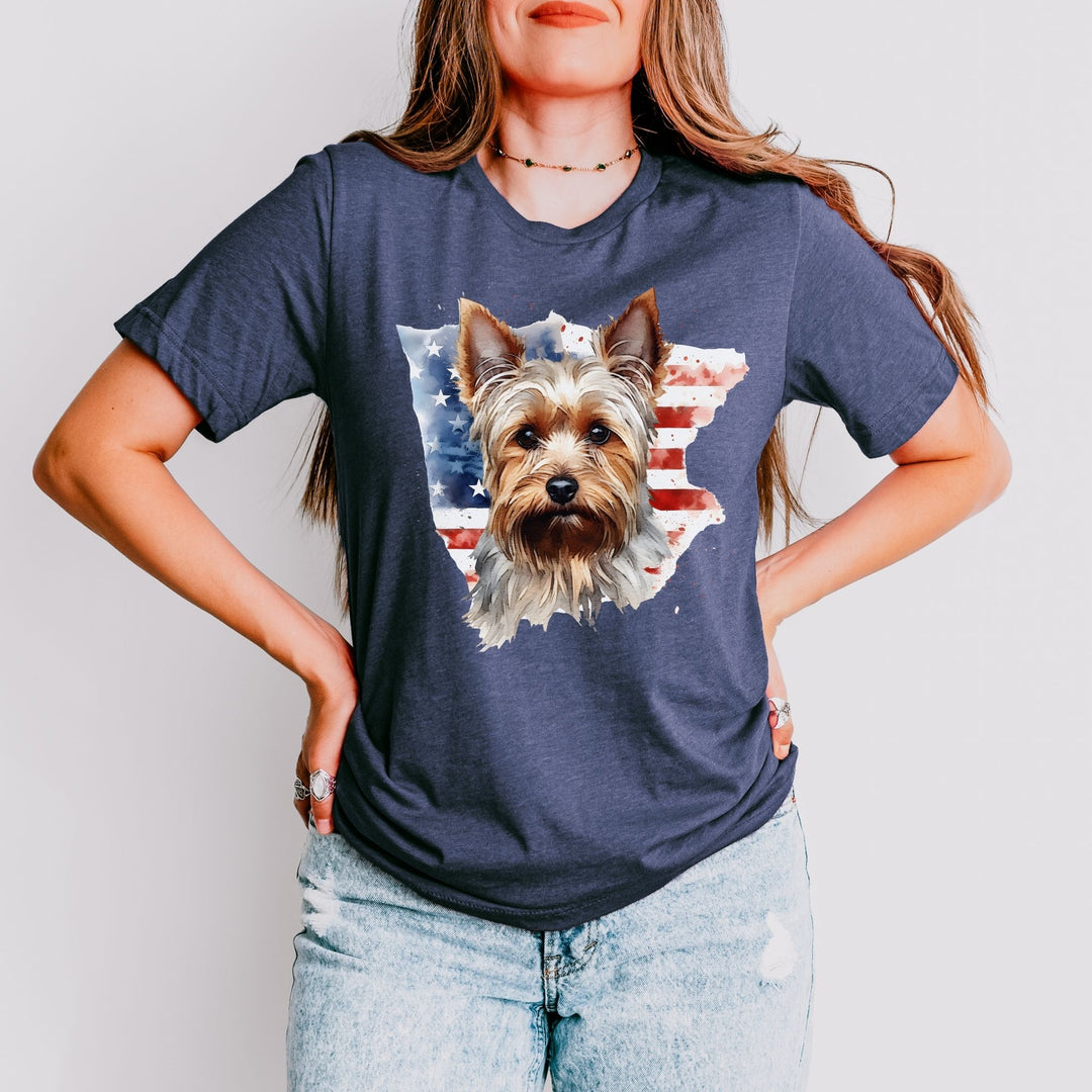 Yorkshire Terrier American Flag T-Shirt | Yorkie USA Patriotic Tee
