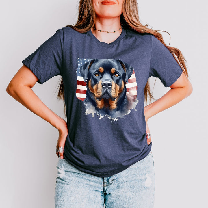 Rottweiler with American Flag T-Shirt | Patriotic Dog Tee - Embellish by Jackie - Handmade Greeting Cards