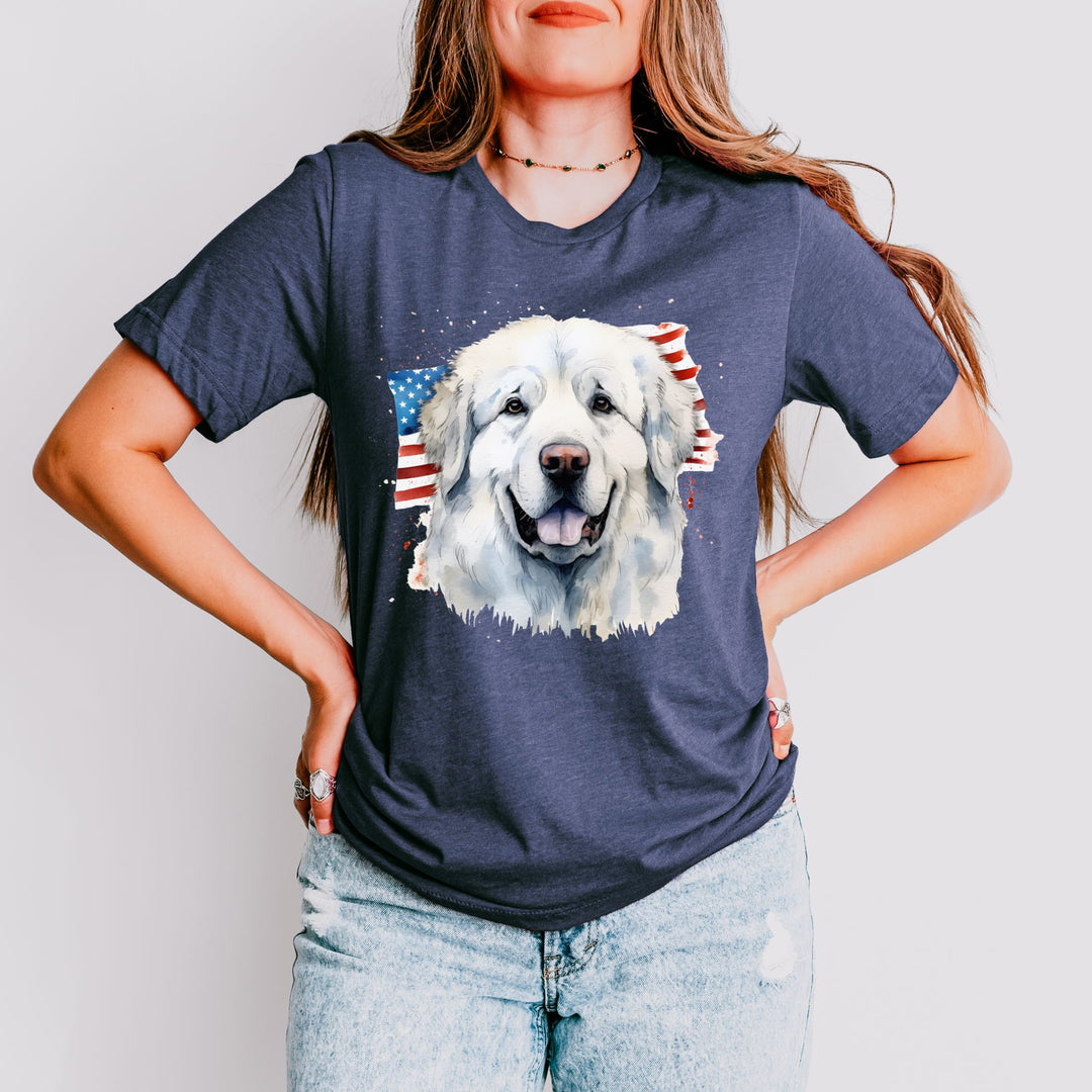 Great Pyrenees American Flag T-Shirt - Embellish by Jackie - Handmade Greeting Cards