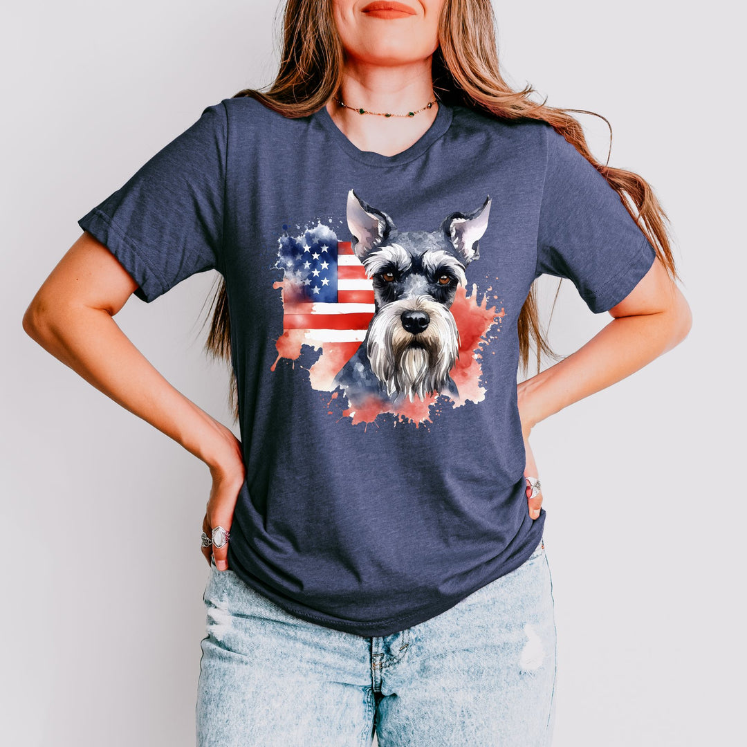 Patriotic Miniature Schnauzer Tee | Gray Schnauzer Dog Shirt - Embellish by Jackie - Handmade Greeting Cards