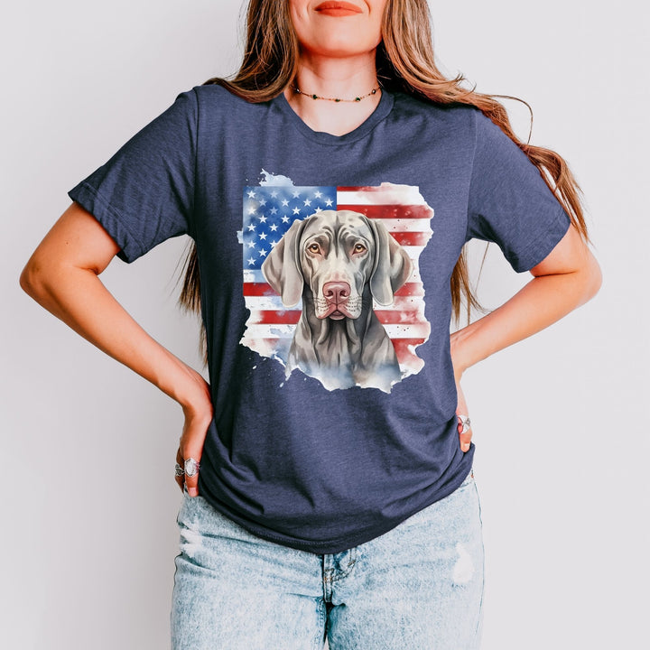 Weimaraner American Flag Tee | Weimaraner Dog Shirt - Embellish by Jackie - Handmade Greeting Cards