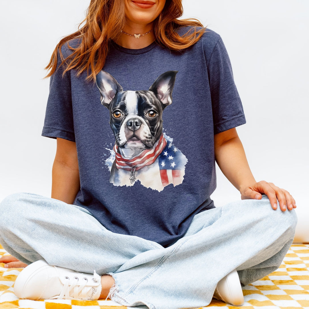 Boston Terrier Patriotic 4th of July T-Shirt - Bella Canvas - Embellish by Jackie - Handmade Greeting Cards