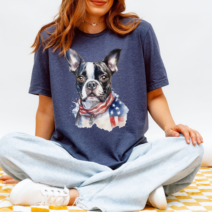 Boston Terrier Patriotic 4th of July T-Shirt - Bella Canvas - Embellish by Jackie - Handmade Greeting Cards