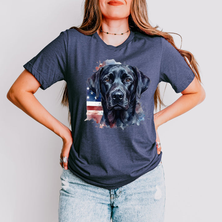 American Flag Black Labrador Retriever T-Shirt | Patriotic Dog Tee