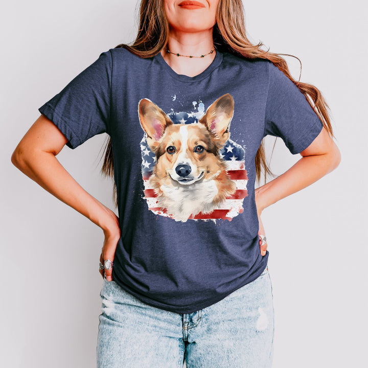 Patriotic Corgi American Flag T-Shirt Pembroke Welsh Corgi - Embellish by Jackie - Handmade Greeting Cards