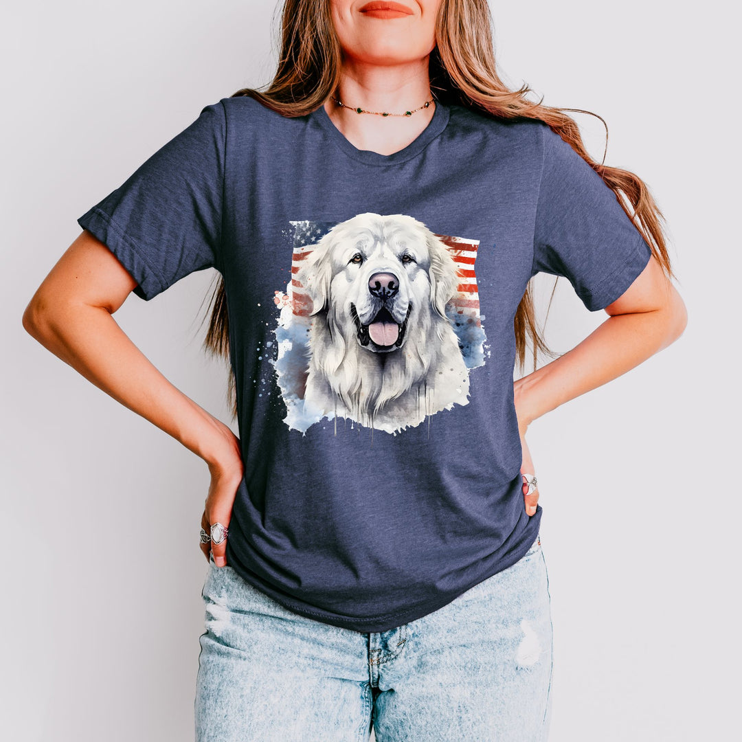 Great Pyrenees American Flag Watercolor Tee | Dog Patriotic Shirt - Embellish by Jackie - Handmade Greeting Cards