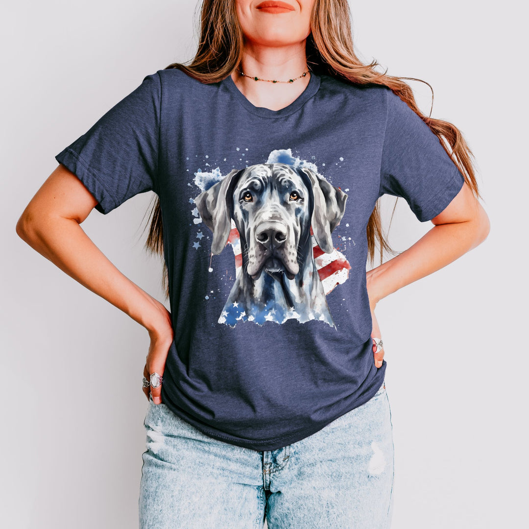 Patriotic Black Great Dane Tee | American Flag Dog Shirt - Embellish by Jackie - Handmade Greeting Cards
