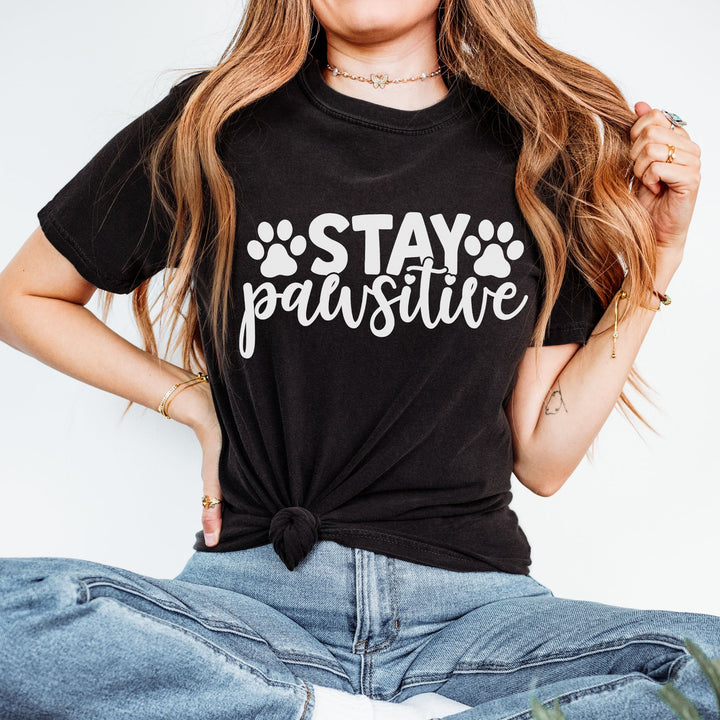 Stay Pawsitive Comfort Colors t-shirt Sizes 2XL-4XL Multiple Colors