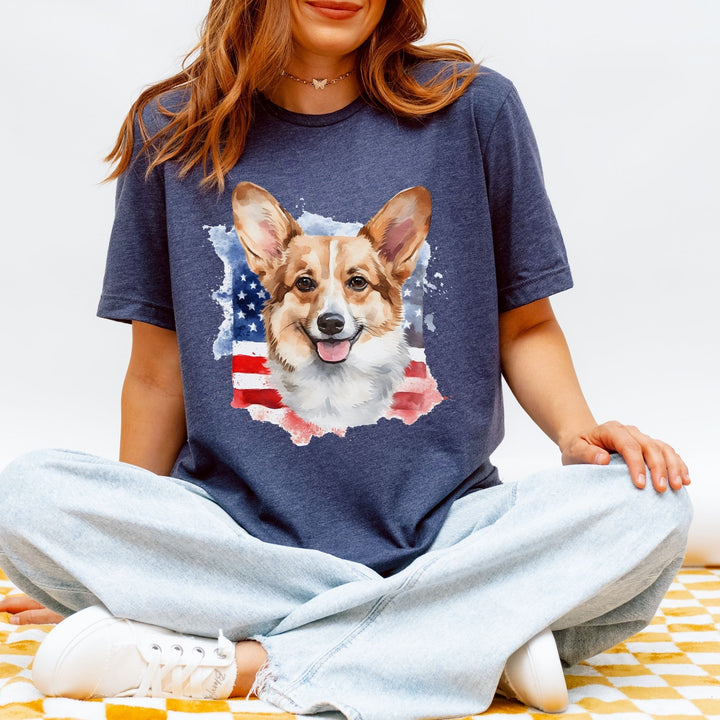 Pembroke Welsh Corgi Patriotic 4th of July T-Shirt - Embellish by Jackie - Handmade Greeting Cards