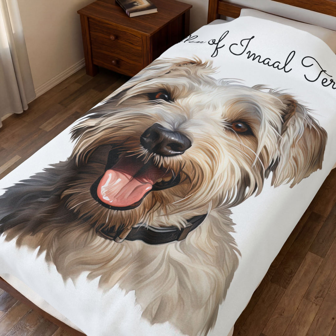Wheaten Glen of Imaal Terrier Portrait Velveteen Plush Blanket | Dog Pet Throw