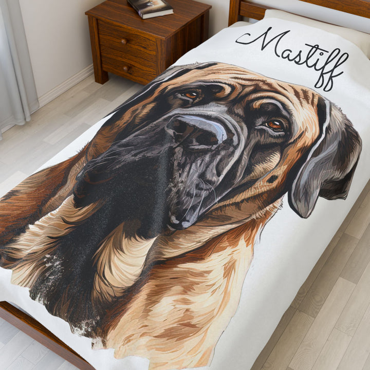 English Mastiff Velveteen Plush Blanket with White Background - 3 Sizes available cozy throw dog lover - Pet mom gift