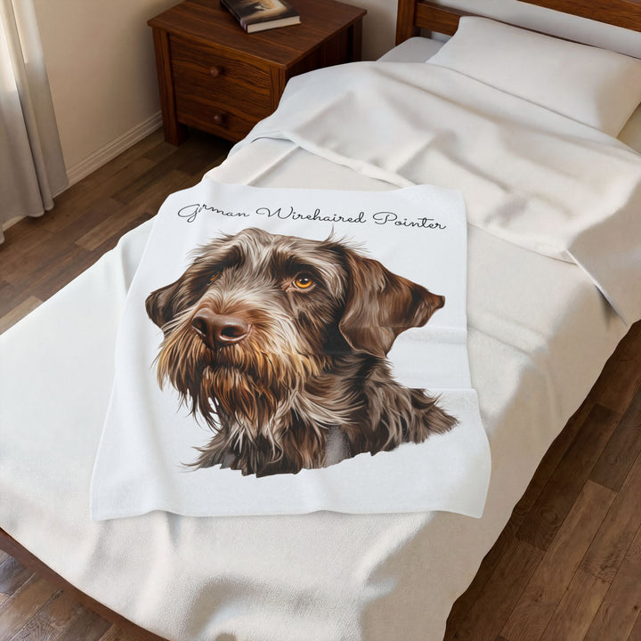 German Wirehaired Pointer Face Velveteen Plush Blanket | Dog Throw