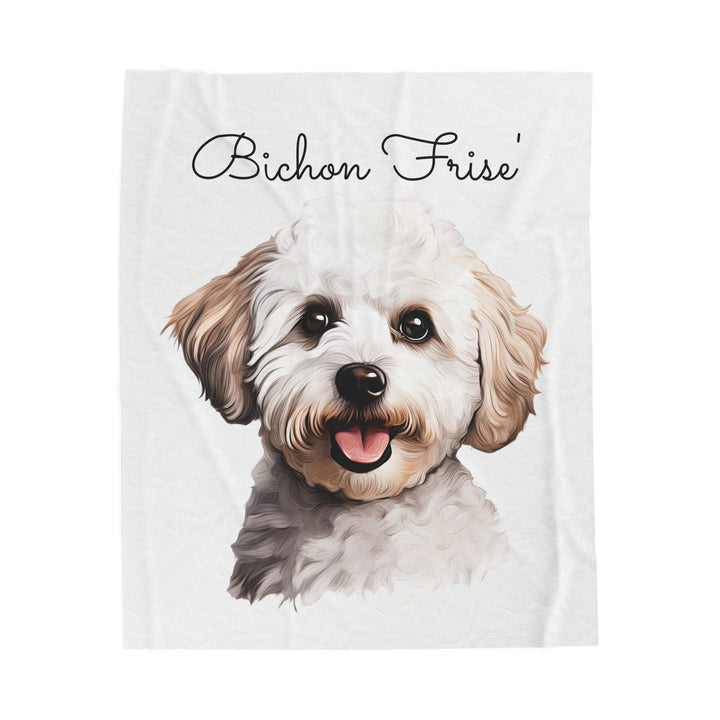 Bichon Frise Velveteen Plush Blanket with White Background - 3 Sizes available cozy throw dog lover - Pet mom gift