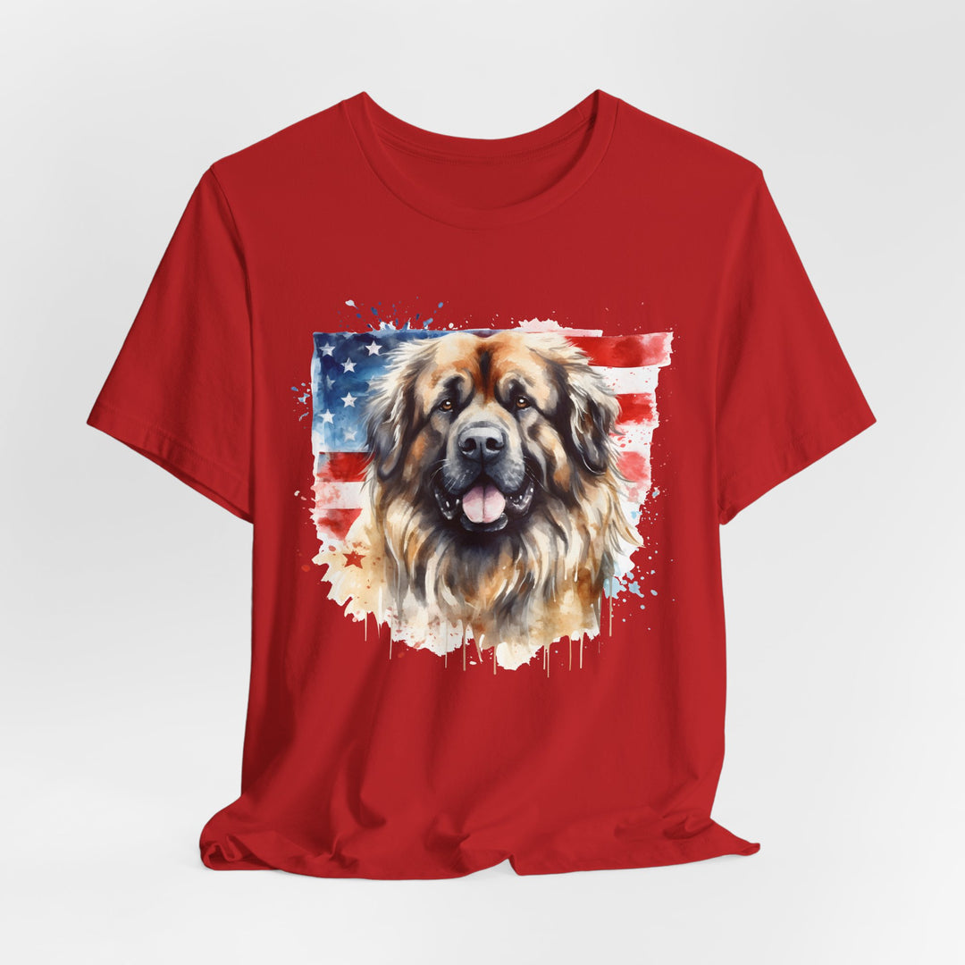 Leonberger Dog with American Flag T-Shirt | Patriotic Leonberger Tee - Embellish by Jackie - Handmade Greeting Cards