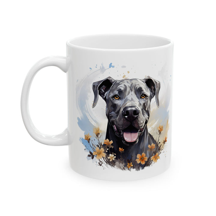Great Dane Watercolor Floral Mug | Ceramic Coffee Cup