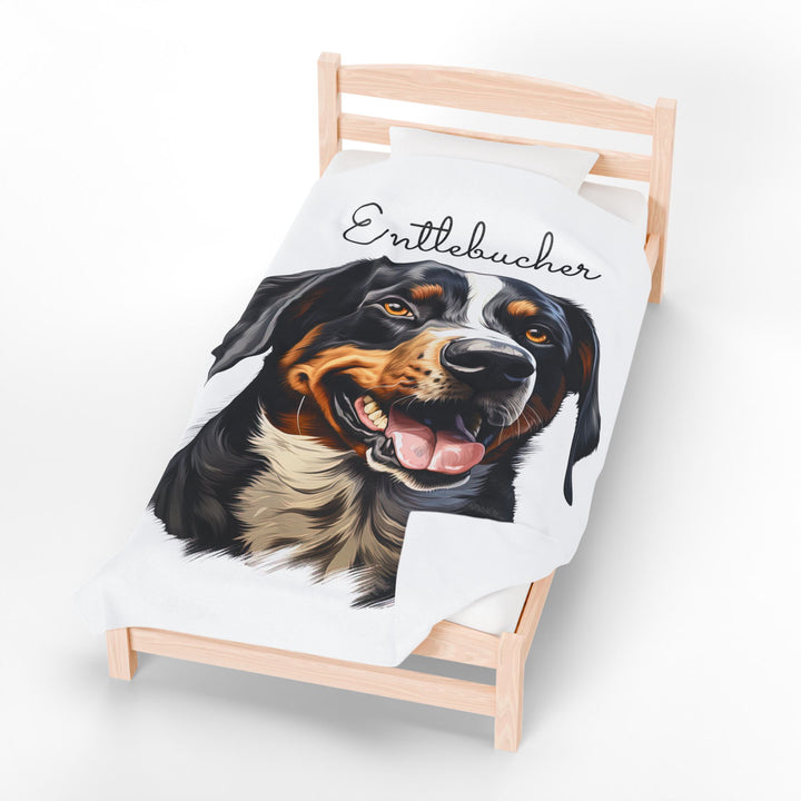 Entlebucher Mountain Dog Velveteen Plush Blanket with White Background - 3 Sizes available cozy throw dog lover - Pet mom gift