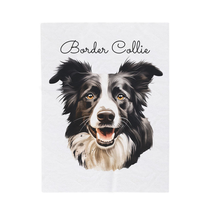 Border Collie Velveteen Plush Blanket with White Background - 3 Sizes available cozy throw dog lover - Pet mom gift