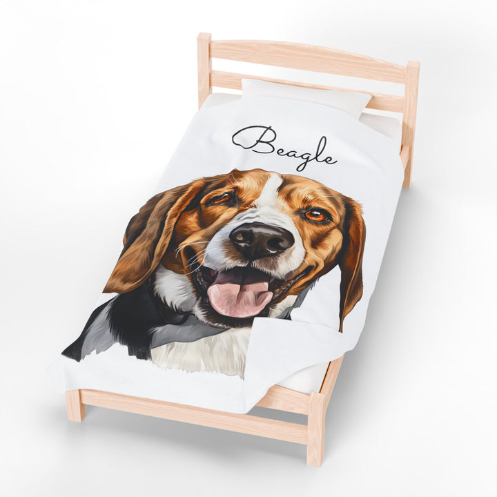 Beagle Velveteen Plush Blanket with White Background - 3 Sizes available cozy throw dog lover - Pet mom gift