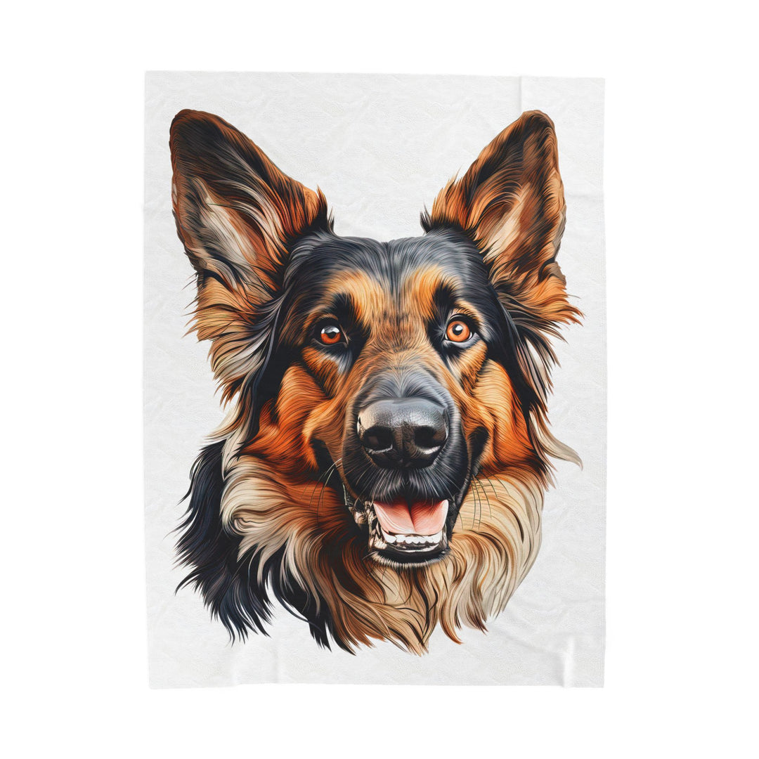 German Shepherd Dog Face Velveteen Plush Blanket - Embellish by Jackie - Handmade Greeting Cards