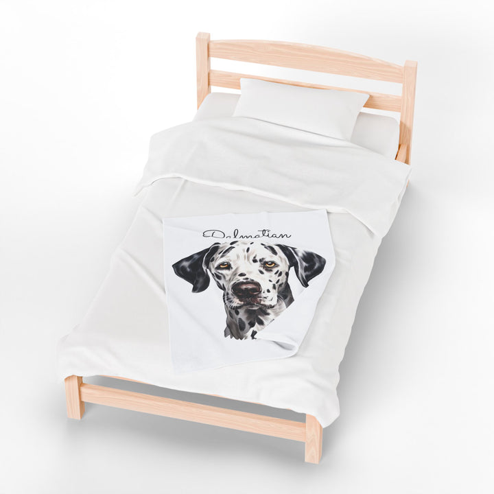 Dalmatian Velveteen Plush Blanket with White Background - 3 Sizes available cozy throw dog lover - Pet mom gift