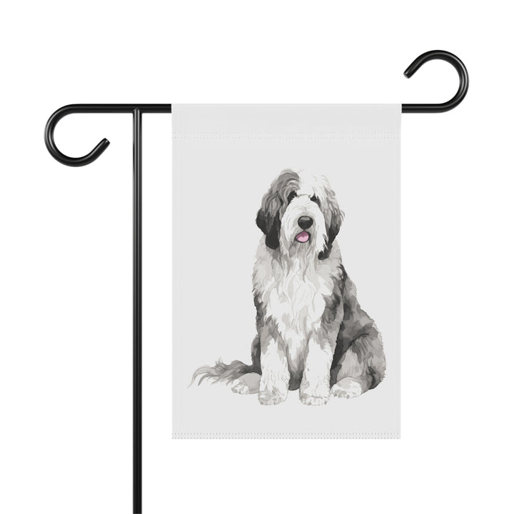 Sheepadoodle Old English Sheepdog Sheepie - Garden Banner Flag - Cute Watercolor Dog themed