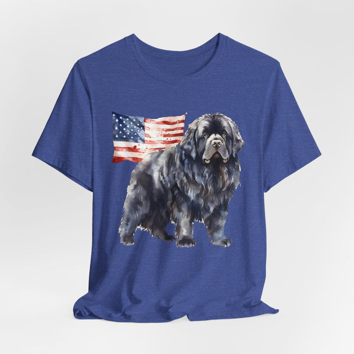 Black Newfoundland Dog American Flag T-Shirt | Patriotic Pet Tee - Embellish by Jackie - Handmade Greeting Cards