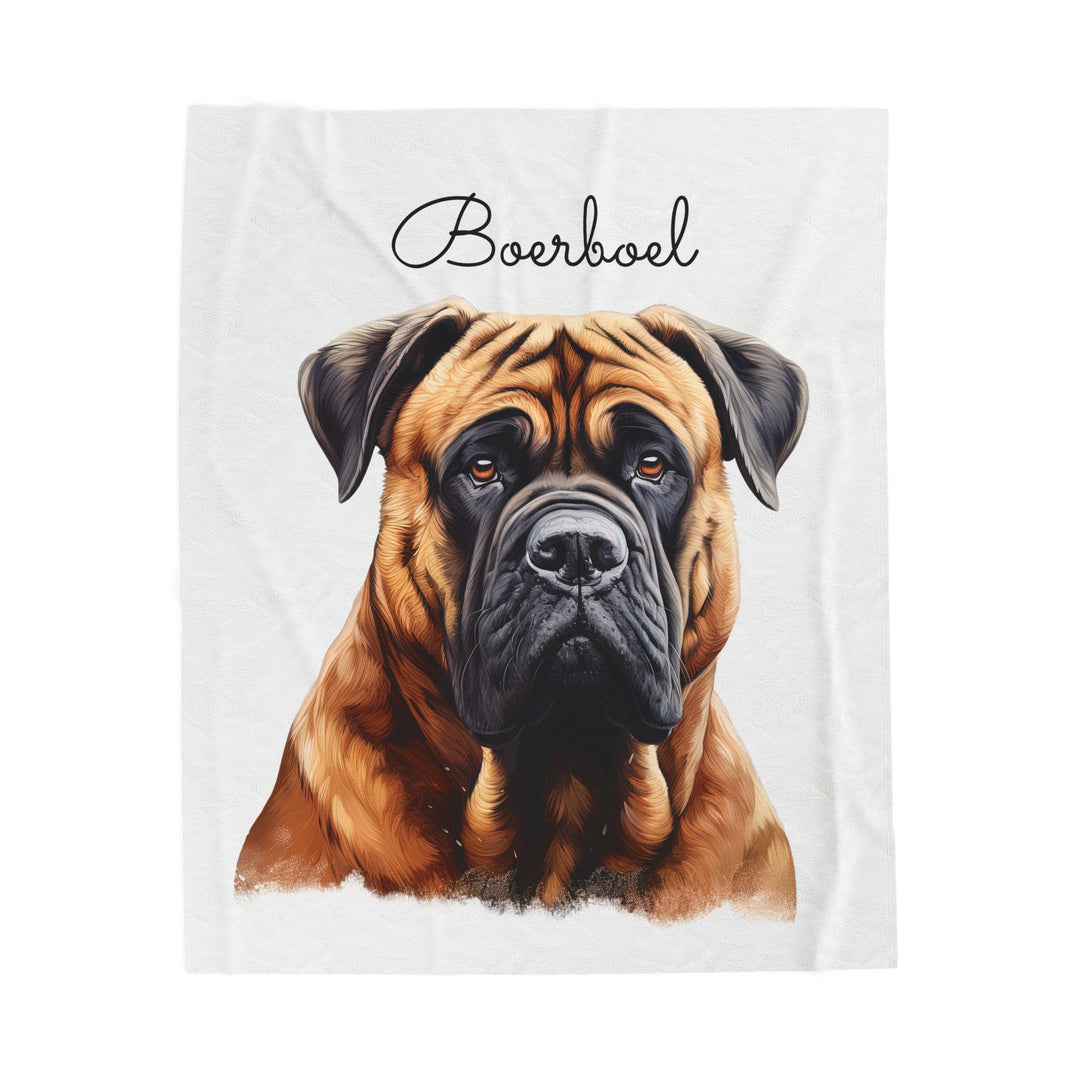 Boerboel Velveteen Plush Blanket with White Background - 3 Sizes available cozy throw dog lover - Pet mom gift
