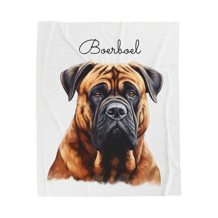 Boerboel Velveteen Plush Blanket with White Background - 3 Sizes available cozy throw dog lover - Pet mom gift