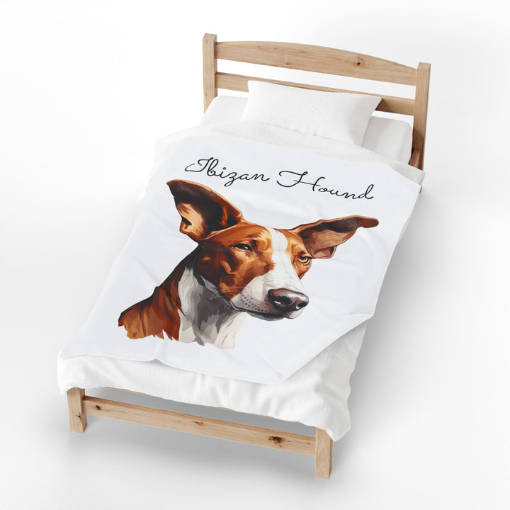 Ibizan Hound Portrait Velveteen Plush Blanket | Dog Lover Throw