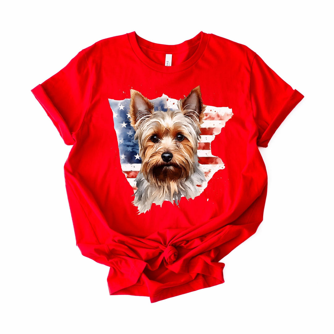 Yorkshire Terrier American Flag T-Shirt | Yorkie USA Patriotic Tee