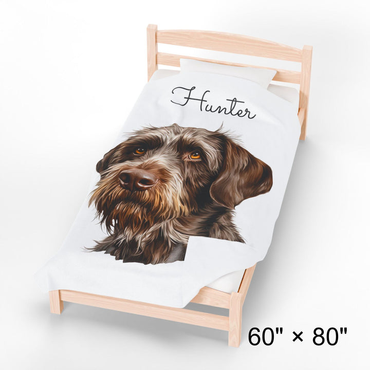 German Wirehaired Pointer Velveteen Plush Blanket with Custom Dog Name - 3 Sizes available cozy throw dog lover