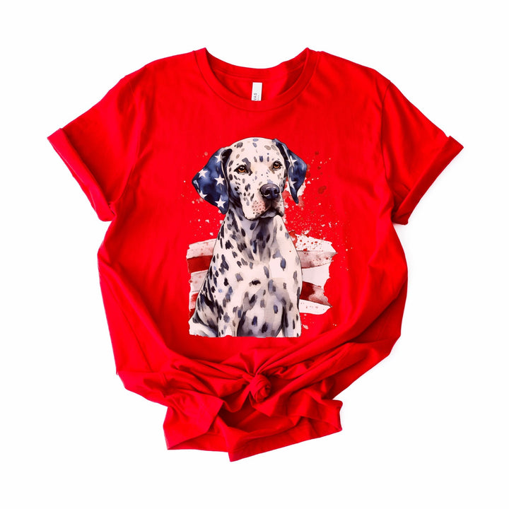 Dalmatian with American Flag Tee | Patriotic Dog Shirt - Embellish by Jackie - Handmade Greeting Cards