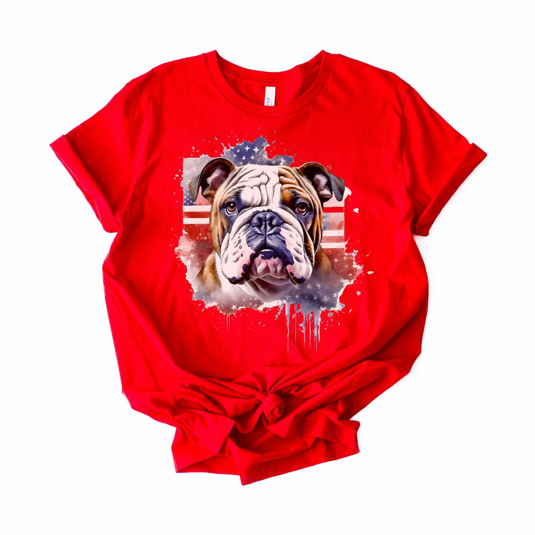 Patriotic Bulldog 4th of July Tee | American Flag Dog Shirt - Embellish by Jackie - Handmade Greeting Cards