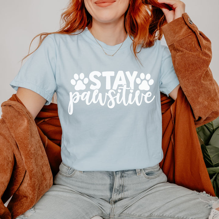 Stay Pawsitive Comfort Colors t-shirt Sizes 2XL-4XL Multiple Colors