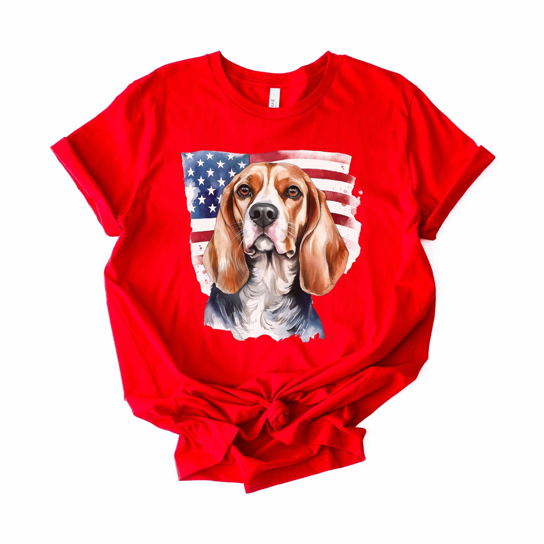 Distressed American Flag Beagle T-Shirt | Patriotic Beagle Tee - Embellish by Jackie - Handmade Greeting Cards